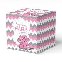 Pink and Gray Chevron Elephant Baby Shower Favor Boxes