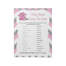 Pink and Gray Chevron Elephant Baby Shower Game 2 Notepad