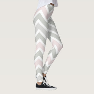Pink and Gray Chevron Leggings