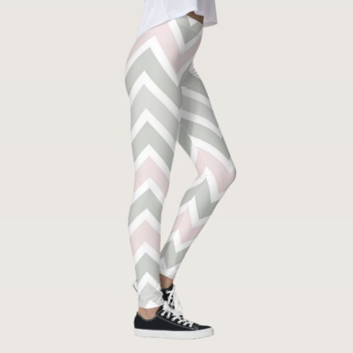 Pink and Gray Chevron Leggings