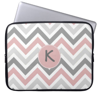Pink and Gray Chevron Monogram Lap Top Sleeve