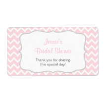 Pink and Gray Chevron Water Bottle Label