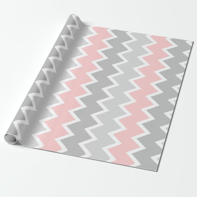 Pink and gray chevron Wrapping paper (Unrolled)