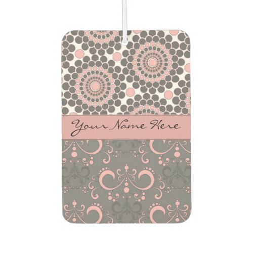 Pink and Gray Circles and Swirls Air Freshener