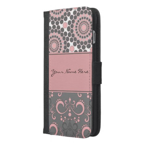 Pink and Gray Circles and Swirls iPhone 66s Plus Wallet Case