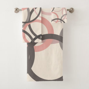Pink and Gray Circles Bath Towel Set