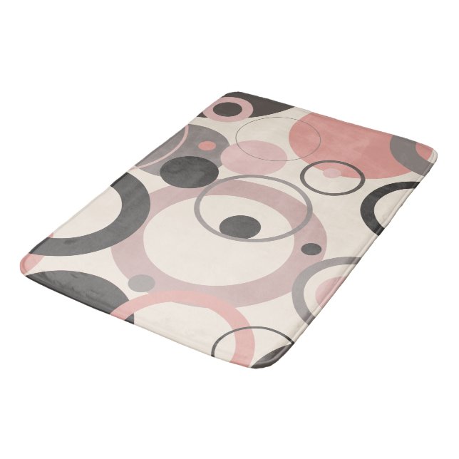 Pink and Gray circles M-century Modern   Bath Mat (Angled)