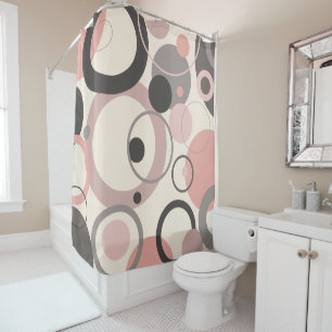 Pink and Gray circles M-century Modern     Shower Curtain