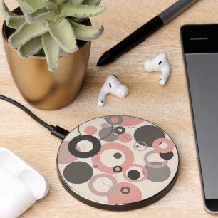 Pink and Gray circles M-century Modern Wireless Charger