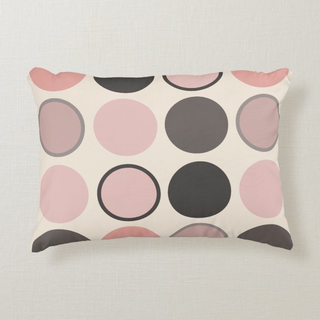 Pink and Gray Circles Mid-century Modern  Accent Pillow (Front)