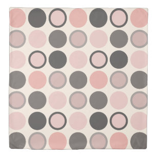 Pink and Gray Circles Mid-century Modern Duvet Cover