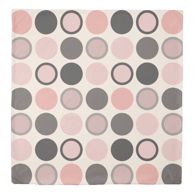 Pink and Gray Circles Mid-century Modern  Duvet Cover (Front)