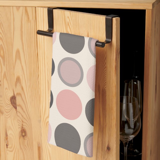 Pink and Gray Circles Mid-century Modern   Kitchen Towel (Thirds Fold)