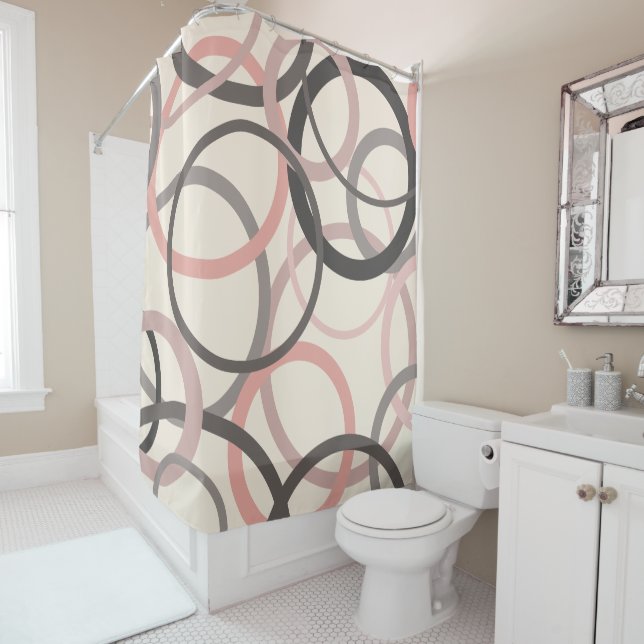 Pink and Gray Circles     Shower Curtain (In Situ)
