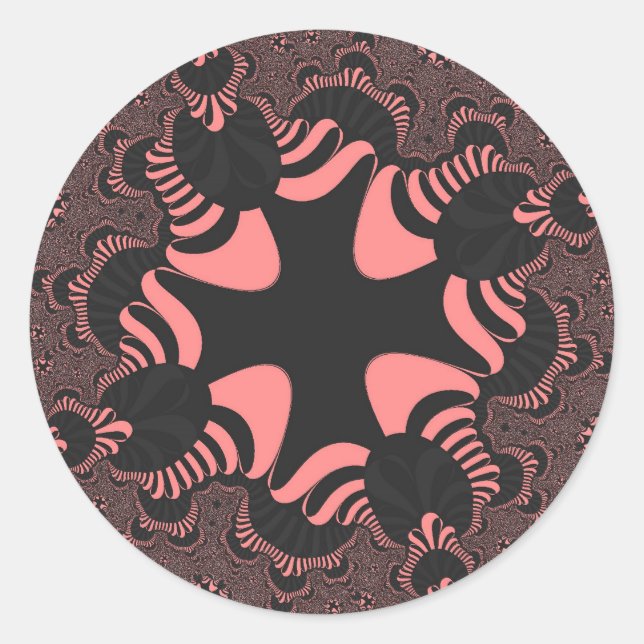 Pink and Gray Cross Classic Round Sticker (Front)