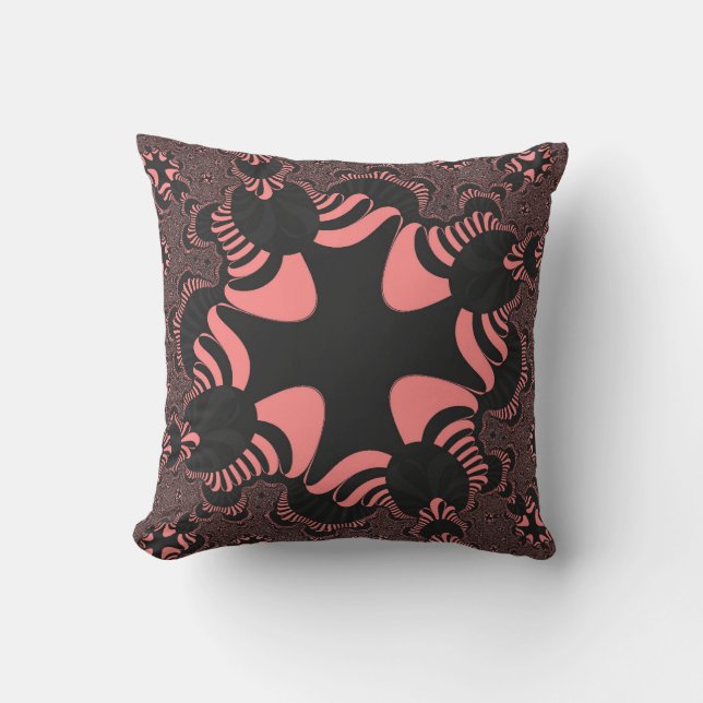 Pink and Gray Cross Throw Pillow (Front)