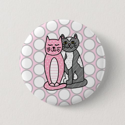 Pink and Gray Cuddly Cute Kitty Cats   Button