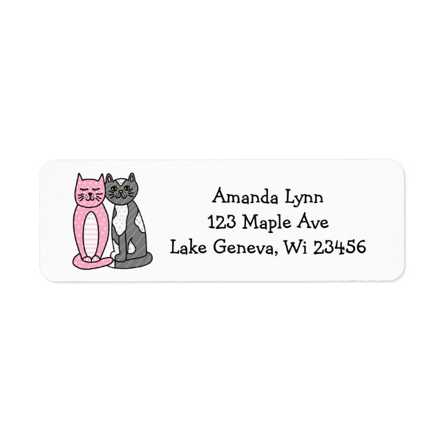 Pink and Gray Cuddly Cute Kitty Cats   Label (Front)
