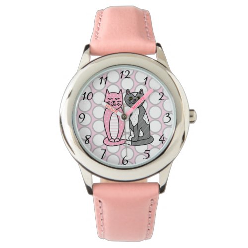Pink and Gray Cuddly Cute Kitty Cats  Watch