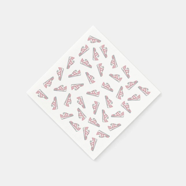 Pink and Gray Cute Sneakers Pattern Napkins (Corner)