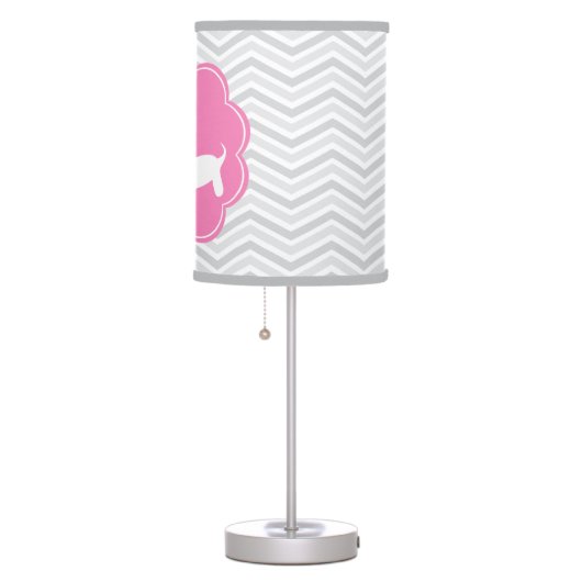 Pink and Gray Dachshund Nursery Home Office Lamp (Right)