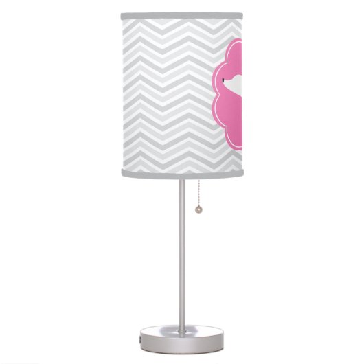 Pink and Gray Dachshund Nursery Home Office Lamp (Left)