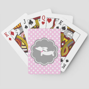 Pink and Gray Dachshund Playing Cards