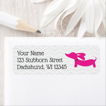 Pink And Gray Dachshund Retro Address Labels by Smoothe1 at Zazzle