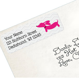 Pink and Gray Dachshund Retro Address Labels