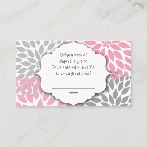 Pink and Gray Dahlia raffle ticket or insert card Business Cards