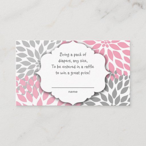 Customizable Pink and Gray Dahlia raffle ticket or insert card Business Cards