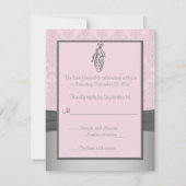 Pink and Gray Damask Ballerina RSVP Card (Back)
