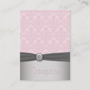 Pink and Gray Damask Ballet Enclosure Card