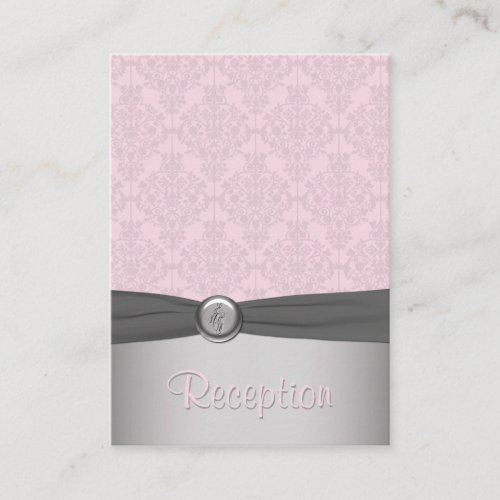 Pink and Gray Damask Ballet Enclosure Card Business Card Template