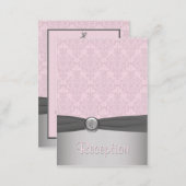 Pink and Gray Damask Ballet Enclosure Card (Front/Back)