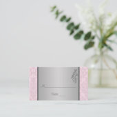 Pink and Gray Damask, Ballet Slippers Place Card (Standing Front)