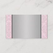 Pink and Gray Damask, Ballet Slippers Place Card (Back)