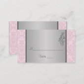 Pink and Gray Damask, Ballet Slippers Place Card (Front/Back)