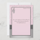 Pink and Gray Damask, Ballet Thank You Card (Back)