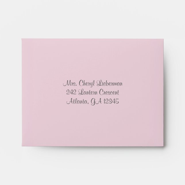 Pink and Gray Damask Envelope for RSVP Card (Front)