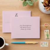 Pink and Gray Damask Envelope for RSVP Card (Desk)