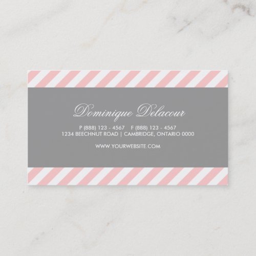 Pink and Gray Diagonal Stripes Business Card