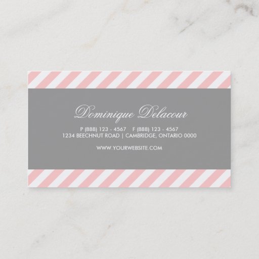 Customizable Pink and Gray Diagonal Stripes Business Card