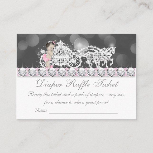 Pink and Gray Diaper Raffle Ticket Enclosure Card (Front)