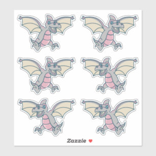 Pink and Gray Dinosaur Dragons Sticker
