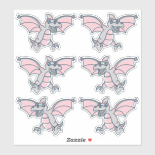 Pink and Gray Dinosaur Dragons Sticker