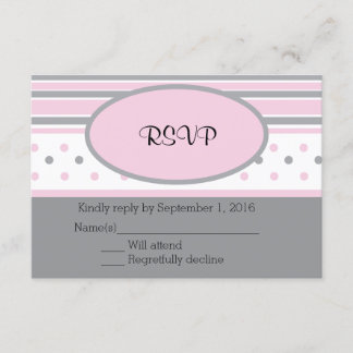 Pink and Gray Dots and Stripes RSVP