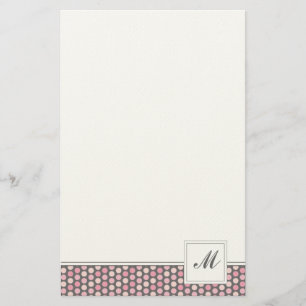 Pink and Gray Dots Pattern Stationery