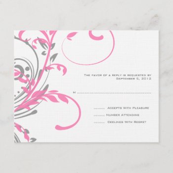 Pink And Gray Double Floral Wedding Rsvp by TheBrideShop at Zazzle