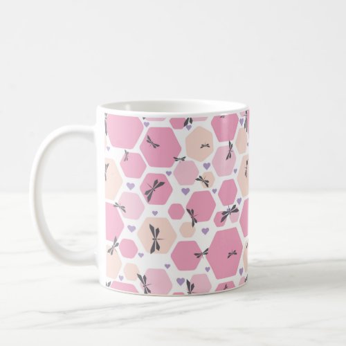 pink and gray dragonfly coffee mug